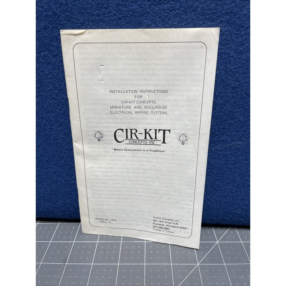 Installation Instructions for Cir-Kit Concepts Minature & Doll House Wiring Book